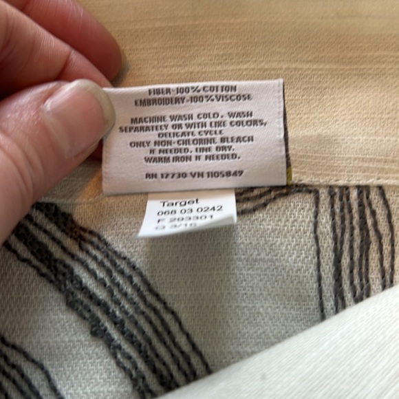 Target Threshold Curtains Cream/Off-White with Grey Embroidery - Set of 2 Panels - Picture 5 of 5